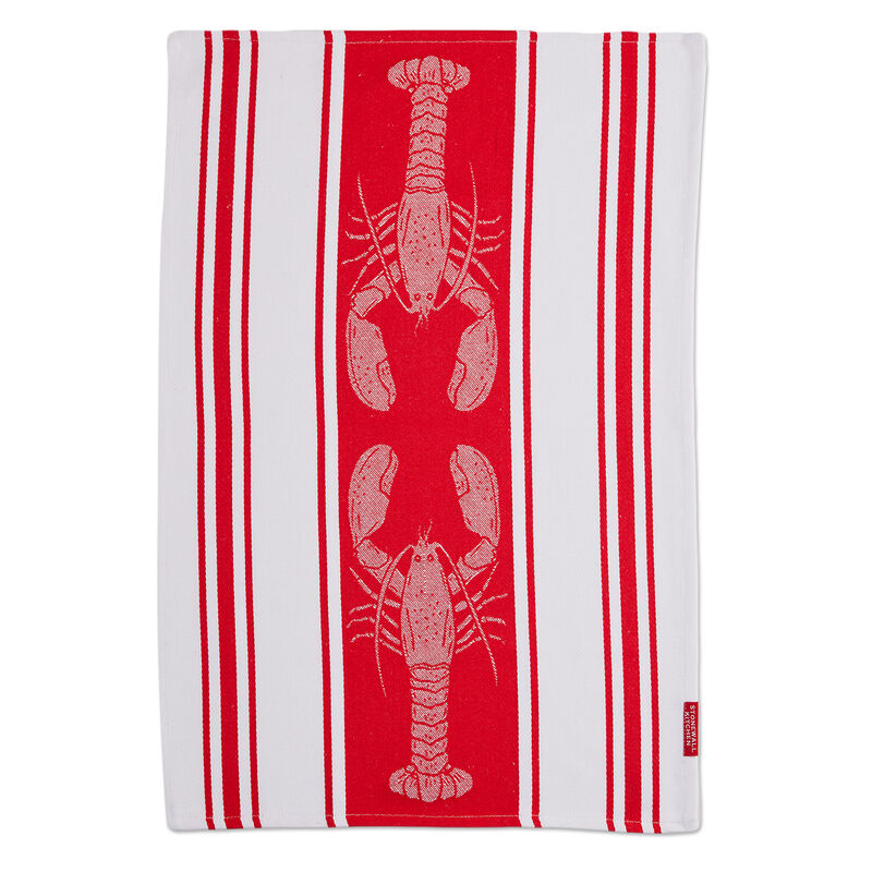 Lobster Jacquard Stripe Tea Towel 